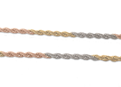 Three Tone Plated Rope Chain